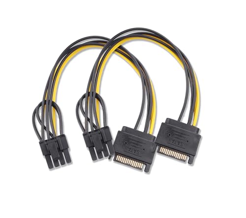 ELFJMZP Cable adaptador de alimentación para tarjeta de video de 15 pines SATA macho a 8 pines (6+2 pines) PCI Express hembra