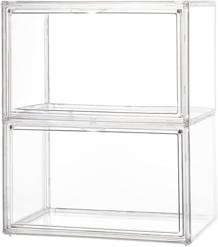 アクリルフィギュアケース 36cm*27cm*22cm 1個/2個セット/3個セット 積み重ね式 透明コレクションケース 前開き 組み立て式 収納ボックス ショーケース ぬいぐるみ アクスタ対応 ホコリ防止 (2個)