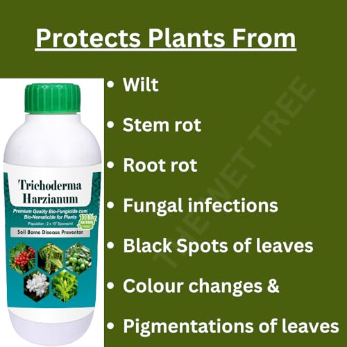 THE WET TREE Trichoderma Harzianum (2x10^9 cfu/ml) Liquid | Bio Fungicide for Home Garden Plants | Controls Root Rot, Stem Rot, Bacterial & Fungal Diseases (500ml)