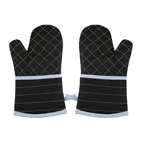 1 par de guantes de cocina extendidos aislantes del calor 260 ℃/260.0 °C, forro de tela de rizo grueso, patrón de rayas horizontales para cocina, cocina, hornear, asar, barbacoa, 12.2 pulgadas, color