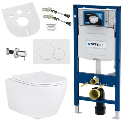 Geberit Hänge Wand Dusch WC Spülrandlos Toilette Taharet/Bidet Ventil Vorwandelement Set