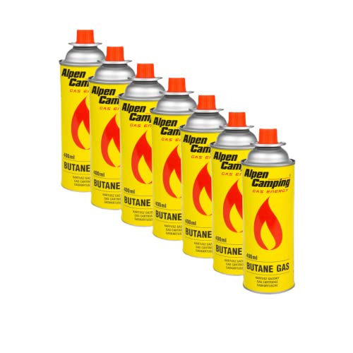 Softsail 7 cartuchos de gas butano de 227 g, con válvula, adecuado para sopletes, hornillos de camping, estufas de gas, hornillo de hierbas, gas butano para camping MSF-1a Cover