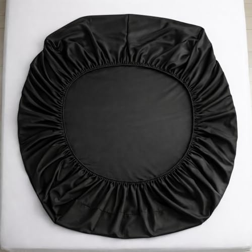 DECORUM Satin Fitted Bedsheet King Size 72x78x10 Inches Charcoal Black - Image 4