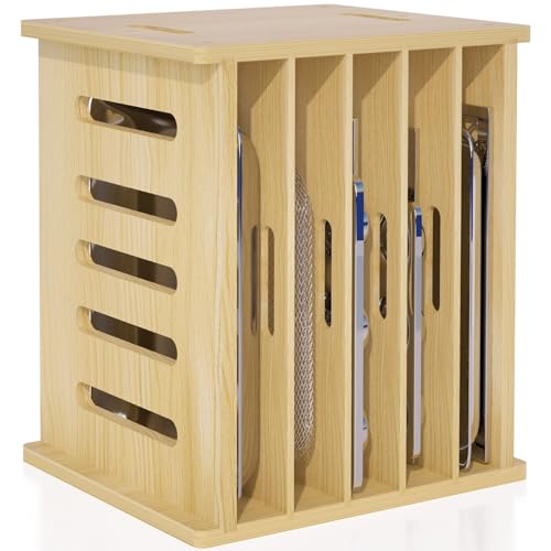 Exttlliy 6 Tier Wooden Tray Dividers for Cabinets, Baking Cookie Sheet Organizer, Vertical/Horizontal Cabinet Dividers for Pots, Cutting Board, Pans, Kitchen Organizers and Storage