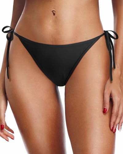 Zmart Women Tie Side Bikini Bottoms String Cheeky Bathing Suit Bottom Low Waist Ruched Scrunch Swimsuit Bottom2