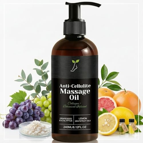 240 ml Firming Body Massage Oil with Collagen Anti Cellulite Massage Oil Helps Smooth the Appearance of Cellulite & Improve Skin Texture Refreshing Aromatherapy Body Oil for Legs & Full Body
