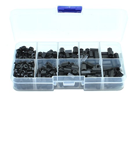 Abstandshalter Kunstoff/Plastik(Nylon) für Drohnen (Spacer), M3, Hex, Schrauben, Muttern Set 300 Teile schwarz, schneller Versand aus Deutschland