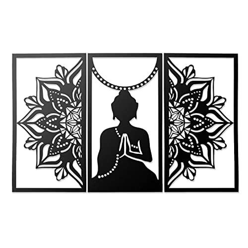 Image of Metsy Home Decor Buddha Mandala Metal Wall Art Exquisite Wall Hanging for Tranquil Home Ambiance | Wall Decor Perfect for Living Room, Bedroom, Meditation Space | Size - 102x64 cm