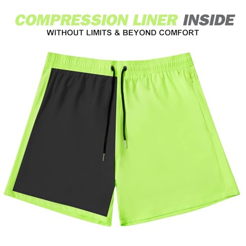 Image of BRISIRA Mens Swim Trunks Swim Shorts Quick Dry 5 inch Inseam Beach Shorts with Compression Liner and Zipper Pocket