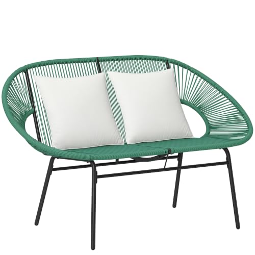 Outsunny Banquette Banc de Jardin 2 Places Acier 132x72x83cm Vert Foncé