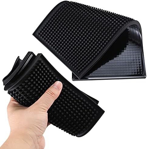 Rubber Bar Service Mats, Black Non Slip Beer Whiskey Glass Coffee Bars Mats Coasters, for Kitchen, Restaurants, Bars, Counter - 12" x 6"/2 Pcs