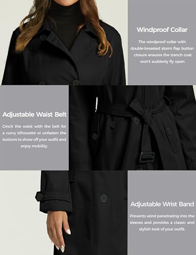 Trenchcoat für Damen mit zweireihigen Knopfverschlüssen von Wantdo
