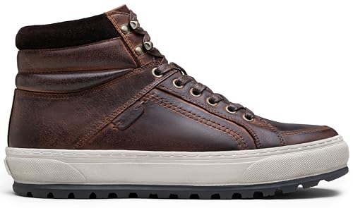 Image of Jousen Mens Casual Shoes Premium Leather Side Zipper High Top Boots Fashion Sneakers for Men
