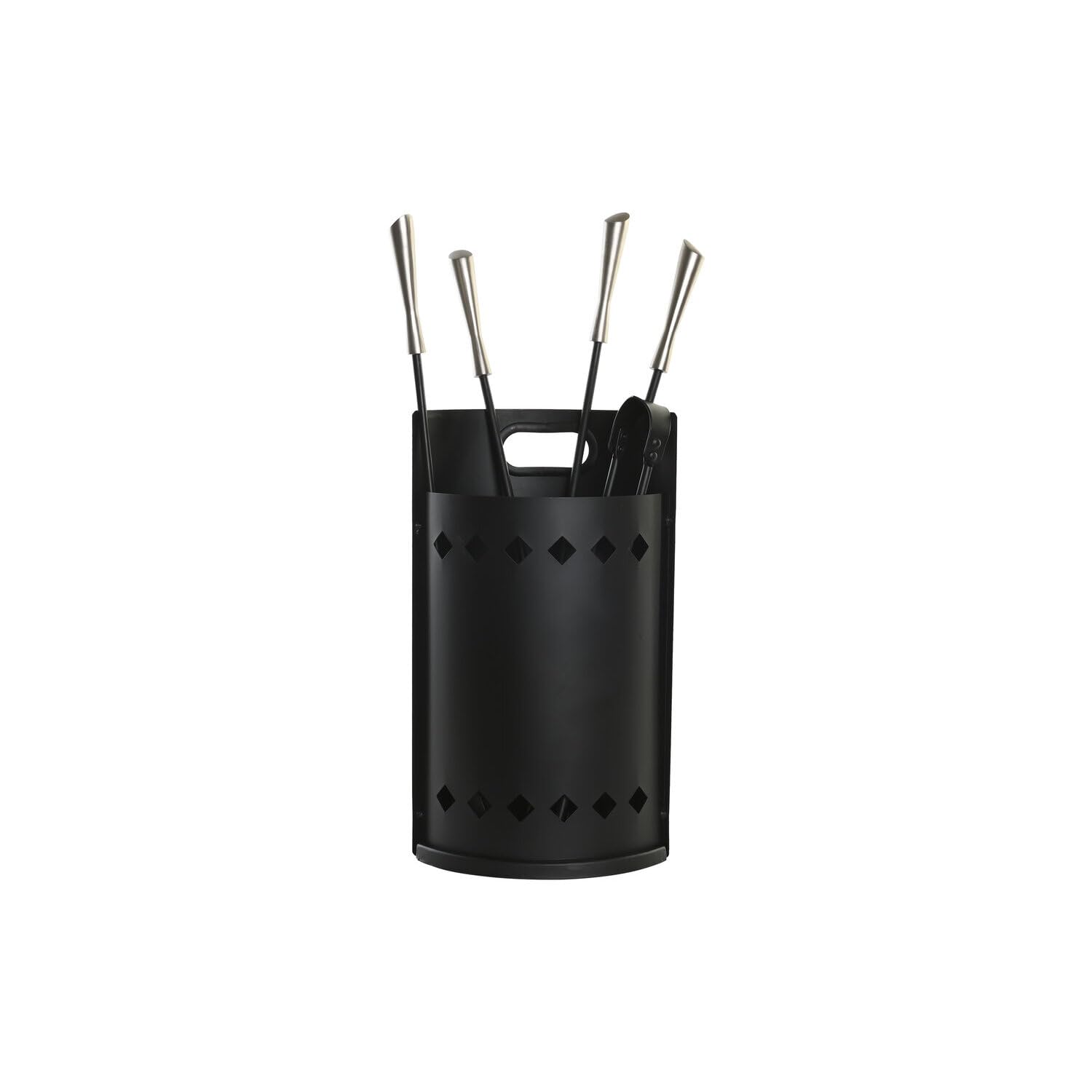 Serviteur de cheminée haut de gamme en acier inoxydable noir 62 cm