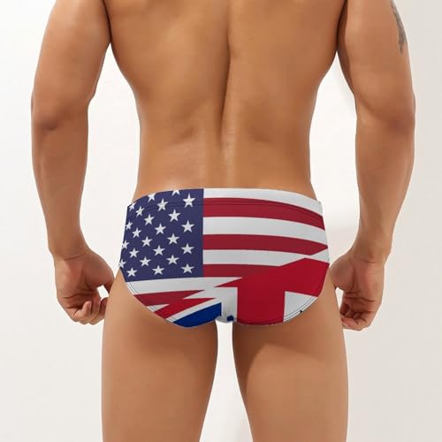 UK & US Flag Men's Swim Briefs Low Waist Bikini Swimsuit Underwear Beach Swimwear2