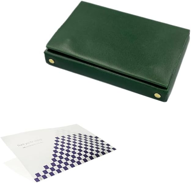 Knack ポップアップ名刺入れ 姫路レザー【グリーン】＆おもてな紙セット 取り出しやすい名刺入れ