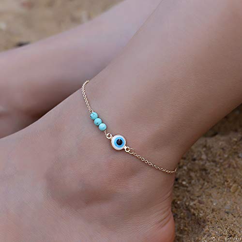 Turandoss Evil Eye Anklets For Women, 14K Gold Filled Evil Eye Ankle Bracelets For Women On Summer #TOP5