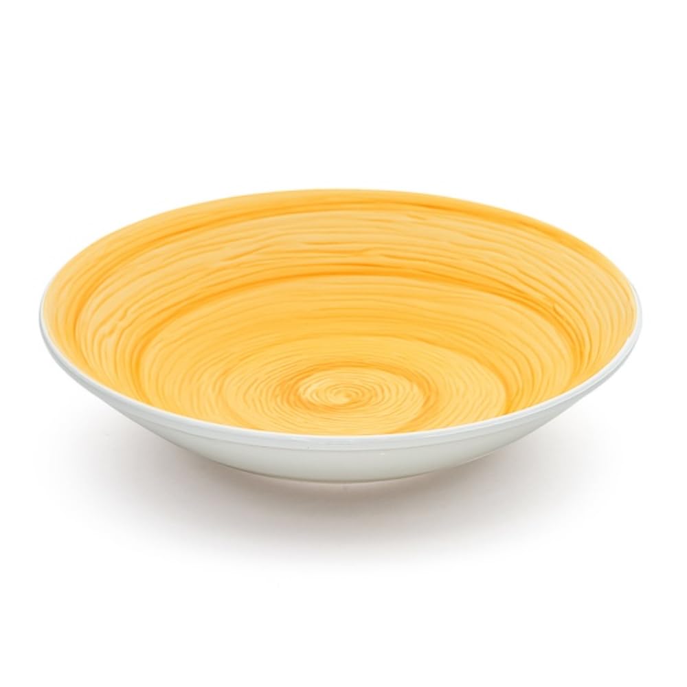 Generico Memento Table Set 6 piatti Fondi 23 cm in ceramica Made in Italy, dipinti a mano (Giallo, Fondi)