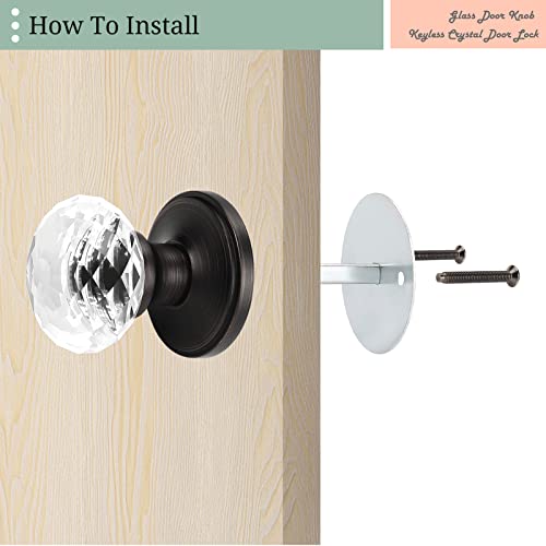 Nizado Oil Rubbed Bronze Glass Door Knobs Dummy Function,Crystal Style Doorknob Dummy,Interior Door Handles #TOP5