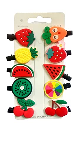 AK Store 10-Count Cute Cartoon Design Hair Pins Clips for Kids Girls, Wedding Hair Occasion Party Hair Clips, Barrettes set for Kids Girls (Fruits)