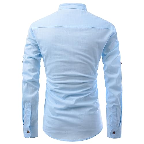Image of Men's Full Sleeve Beige Color Cotton Blend Spread Slim Fit Shirt Style Kurta for Men and Boys