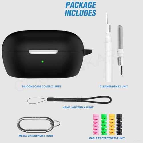 Image of Silicone Case Cover for Bosee New QuietComfort (2024) with Cleaner Kit, Lanyard & 4 Pcs Cable Protectors (Black)