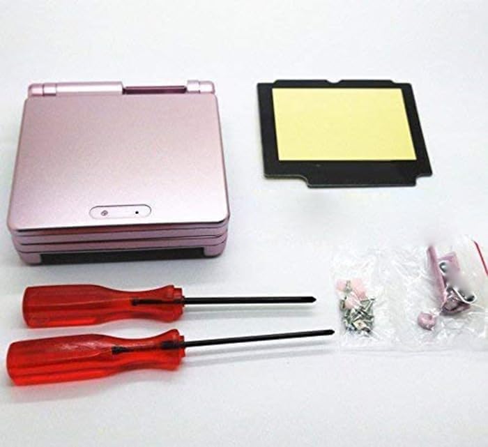 Replacement Full Housing Shell Case Screen Lens Screws for GBA SP Game Boy Advance SP (Pink)