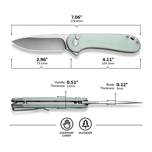 Civivi Elementum Ii Pocket Folding Knife, 2.96" Nitro-V Steel Blade G10 Handle Utility Knife With Deep Carry Pocket Clip For Camping Hiking Hunting C18062P-2 #TOP4