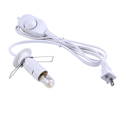 Himalayan Salt Rock Lamp Cord Original Replacement with Dimmer Switch with One Round Bulb, White