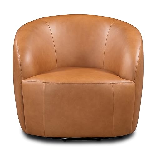 Sillón giratorio de cuero marrón claro