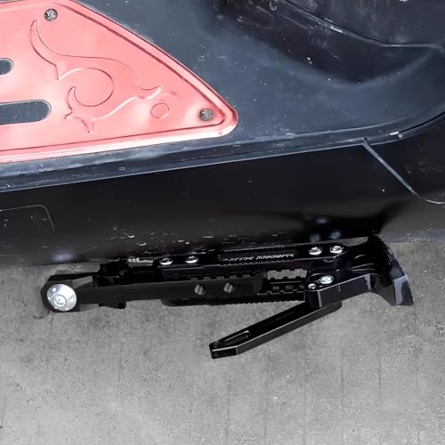 Image of Mokuo Universal Adjustable Motorcycle Kickstand - CNC Aluminum Alloy, Height-Adjustable Side Stand with Non-Slip Foot for Motorcycles, Motocross,Mopeds,Scooters & Pit Bikes(Custom Version: Red 19cm)