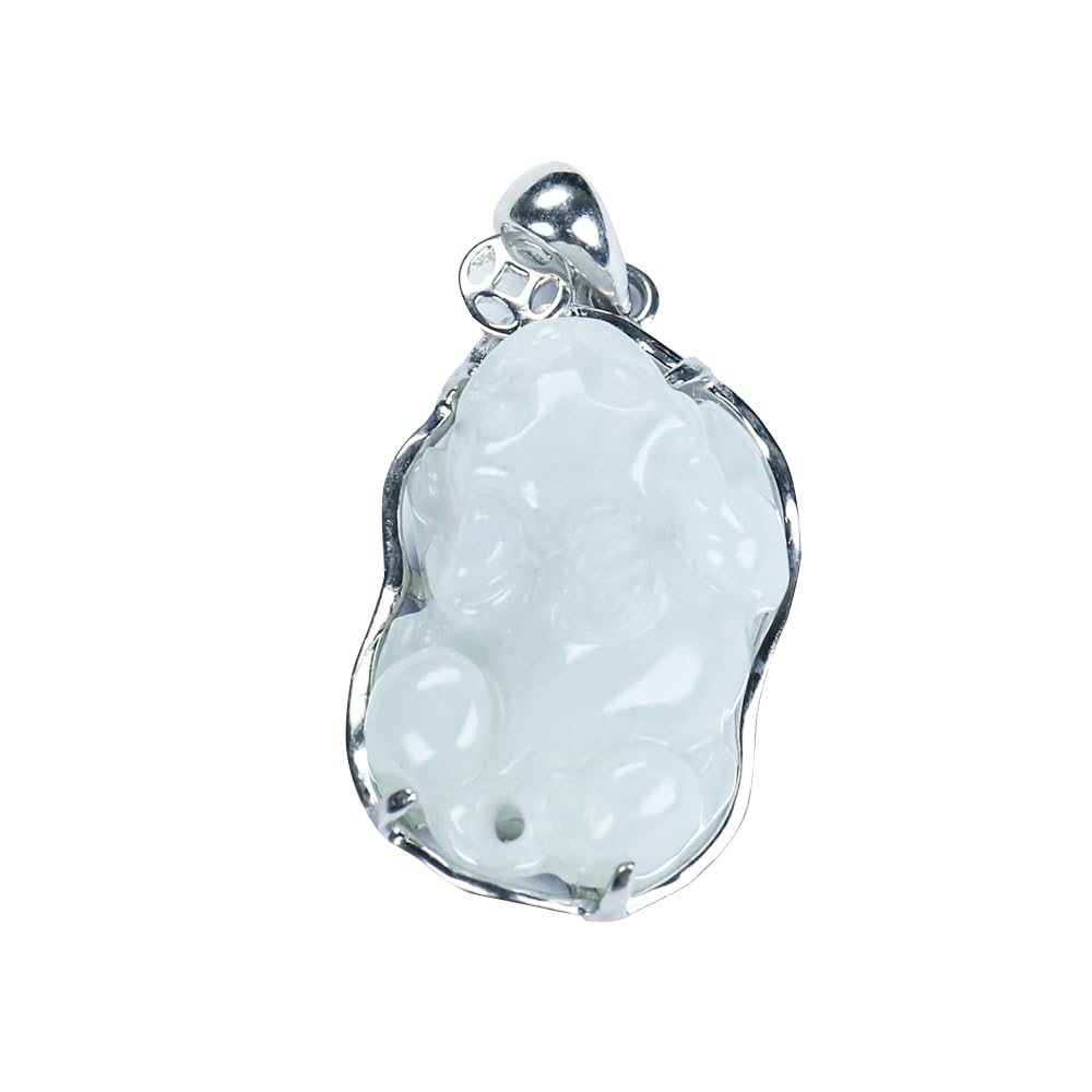 Chaîne de clavicule en jade vert pendentif émeraude et argent 925 - 7