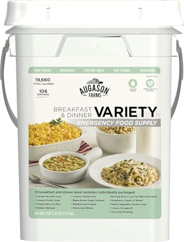 Augason Farms Breakfast and Dinner Variety Pail Emergency Food Supply Everyday Meals 4 Gallon Pail
