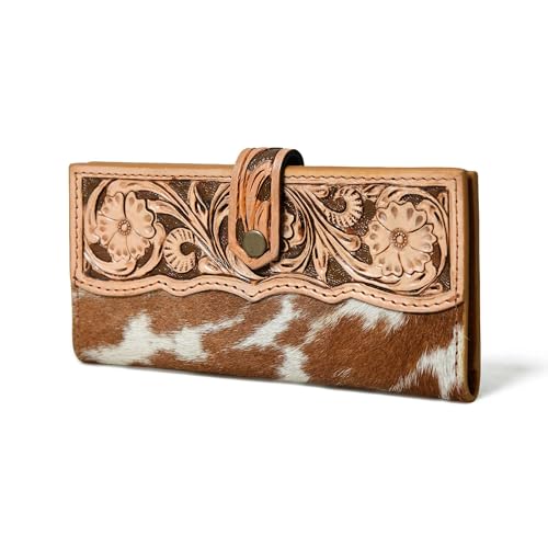 Cowhide Leather Wallet for Women – Handcrafted Tooled Floral Western Clutch – Snap Closure Purse – Stylish Organizer for Daily Use – Gift Idea2