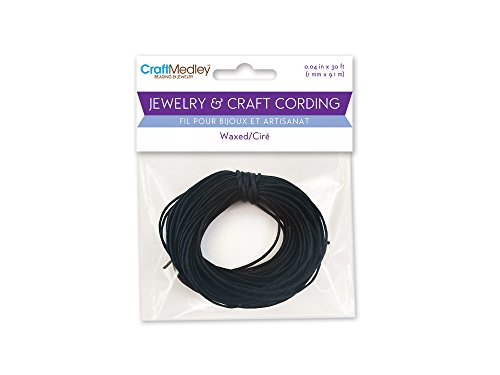 CraftMedley cc550 a 1 mm/10 m Redondo joyería y artesanía, Encerado Cable, Negro