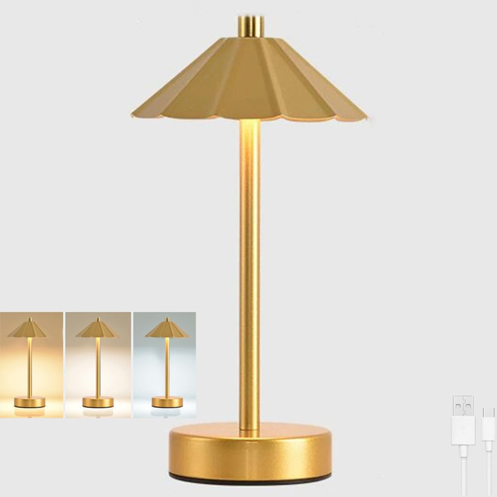 Akumulatorowa lampa stołowa, bezprzewodowa, dotykowa ściemniana LED z 3 trybami kolorów, przenośna lampa do ładowania USB, zasilanie bateryjne, oświetlenie wewnętrzne do sypialni lub restauracji