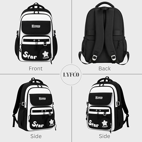 Image of School & College Backpack with Detachable Pouch | 18 Inch Large capacity bag for Girls & Boys Age of 12-16 years | Best for School, Tution, Travel, Camping