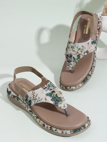 Image of SilverArrow womens Aloura Fashion Sandals|Floral Printed Platform Sandals|Casual Wear