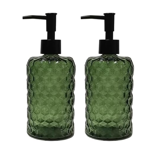 Green Glass Soap Dispenser with Plastic Pump, 17oz Liquid Hand Soap Dispenser for Kitchen & Bathroom, Great for Lotions, Essential Oil, Liquid Soaps