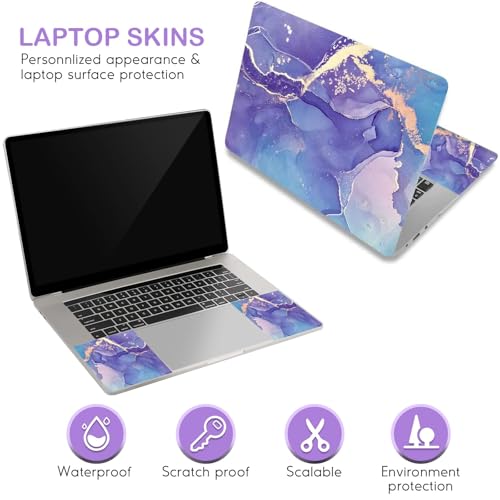 Image of DINKY Laptop Skin Sticker Decal, 12 inch 13 inch 13.3 inch 14 inch 15 inch 15.4 inch 15.6 inch Laptop Universal Reusable Vinyl Skin Stickers Cover Art Decal Notebook PC Personalized Protector-Purple Marble