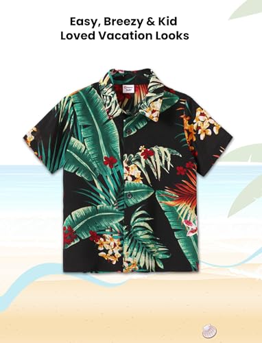 Image of PATPAT Family Hawaiian Matching Outfits - Mommy and Me Vacation Outfits | Halter Sundresses and Button Down Shirts,Caribbean Vacation Summer Tropical Outfits,Hawaiian Boho Tropical Floral Printed