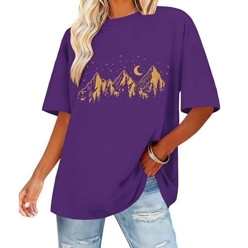 Womens Oversized T Shirts Loose Fit Graphic Tees Summer Casual Short Sleeve Tops 2026
