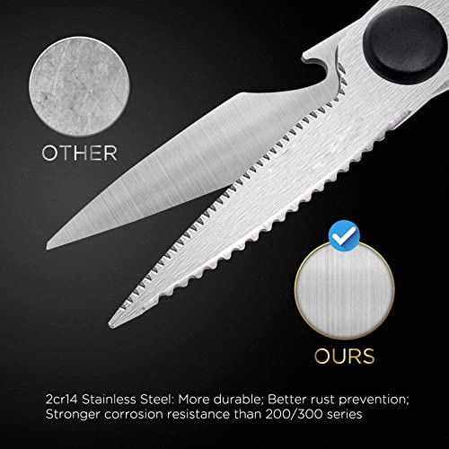 Vitalismo Küchenschere Allzweckschere Rostfreier Edelstahl Haushaltsschere 21cm Spülmaschinenfest Universalschere mit Klingenschutz Flaschenöffner Linkshänder Schere Küche für Fisch Geflügel Nüsse - Image 4