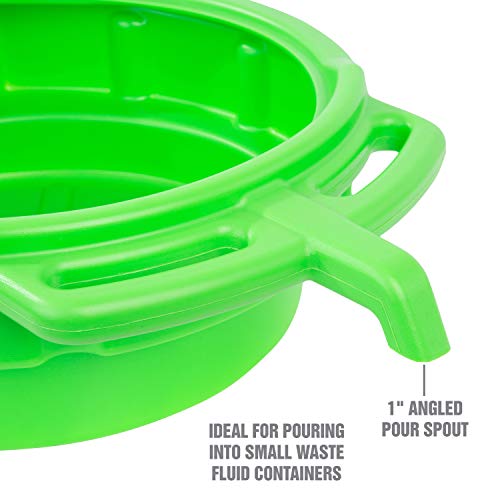 Oemtools 87034 Green 4 Gallon Portable Oil Drain Pan, Antifreeze Drip Pan, Transmission Drain Pan With Ez Grip Handles And Angled Pour Spout, Splash Free #TOP3
