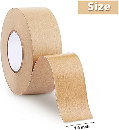 2 Rolls Water Activated Gummed Kraft Paper Tape 38 mm Width x 54 Yard Length, Total 328 Feet Water-Activated Tape for Heavy Duty Shipping Writable Strong Adhesive Brown Carton Box