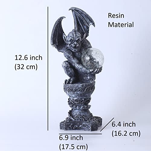 Aloak Gargoyle Solar Statue, Realistic Stone Look Gargoyle Gothic Statuegarden Statue 12.6 Inch #TOP2