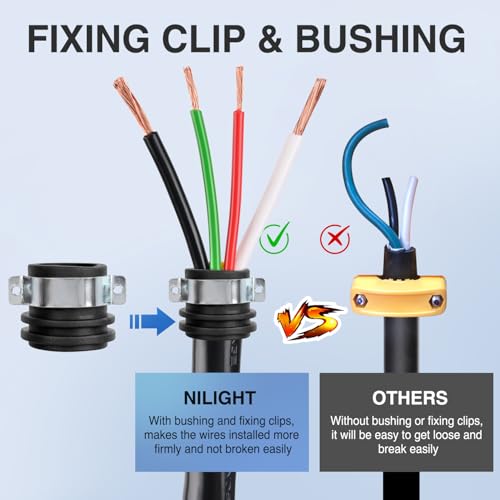 Image of Nilight 50 Amp RV Male and Female Plug Set | 14-50P 14-50R Receptable 125V /250V Volt Heavy Duty Electrical Camper ETL Listed for Caravan Motorhome Van Trailer