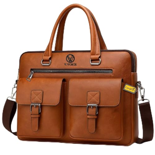 Bolsa Pasta Notebook Laptop Executiva Feminina Masculina Com Alça Transversal Alto Padrão Ideal Para O dia a Dia Faculdade Trabalho (Browm)