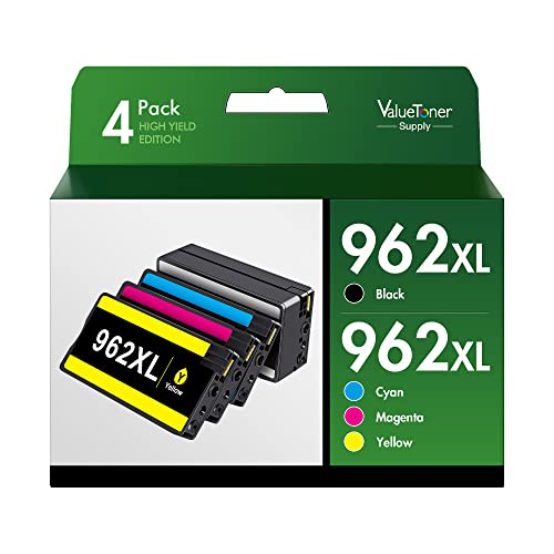 Valuetoner Supply Remanufactured 962XL Ink Cartridges Combo Pack Replacement for HP 962XL 962 XL for OfficeJet Pro 9015e 9018e 9015 9010 9025 9020 9018 9012 9028 Printer (Black, Cyan, Magenta, Yellow)