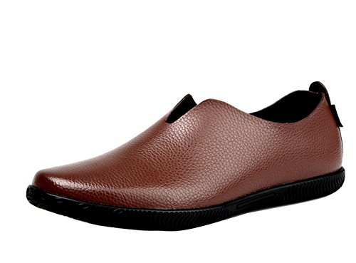 Qual o Melhor Mocassim Feminino de 2025? Melhores Ranking 10 Mocassim masculino Gaorui casual de couro macio sem cadarço sapato estilo britânico para dirigir e caminhar, Marrom, 7 US/CA